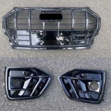 Schwarz Kühlergrill Frontgrill+Nebelscheinwerfer Grill Für Audi Q5 2021-2023