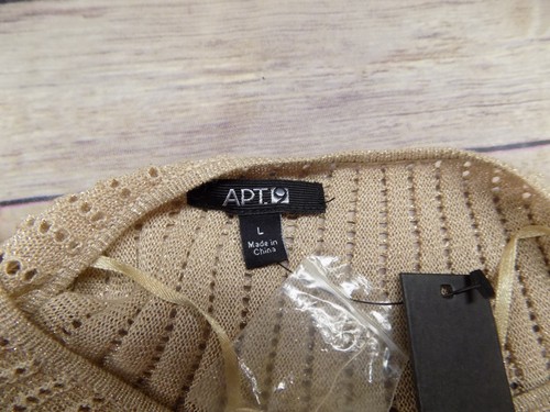 Apt 9 Women's Sweater Size L Long Sleeves Beige Gold Metallic NEW - Picture 7 of 8