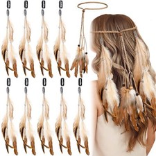 Bencailor 10 Pcs Feather Hair Clips Hair accessories Headband boho Hair Exten...