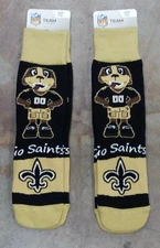 2 Pack NFL New Orleans Saints Socks Gift Mascot Mad Who Dat Mascot Youth Sizes