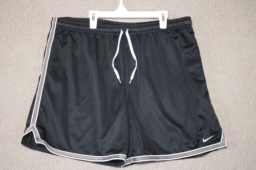 Nike Swoosh Shorts XL 16-18 Black Silver Striped Embroidered Logo Athletic - Picture 15 of 17