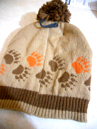 NEW BUFFALO OUTDOORS YOUTH BROWN PAW PRINT BEANIE & GLOVES 2 PIECE SET - Picture 4 of 4