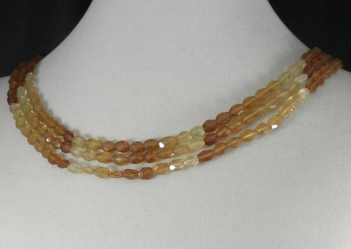 Vermeil .925 Silber facettierter Hessonit Granat 3 Strang dreifach graduiert Halskette - Bild 1 von 4