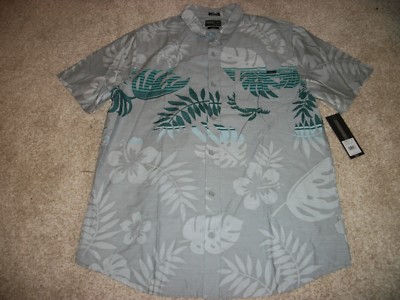 O'NEILL New NWT Mens Dress Shirt Button Up Down Gray Flowers LARGE XL