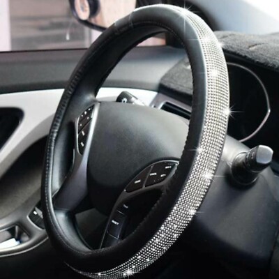 Leder-Autolenkradbezug mit Diamant-Kristall-Bling-Design für Frauen UK