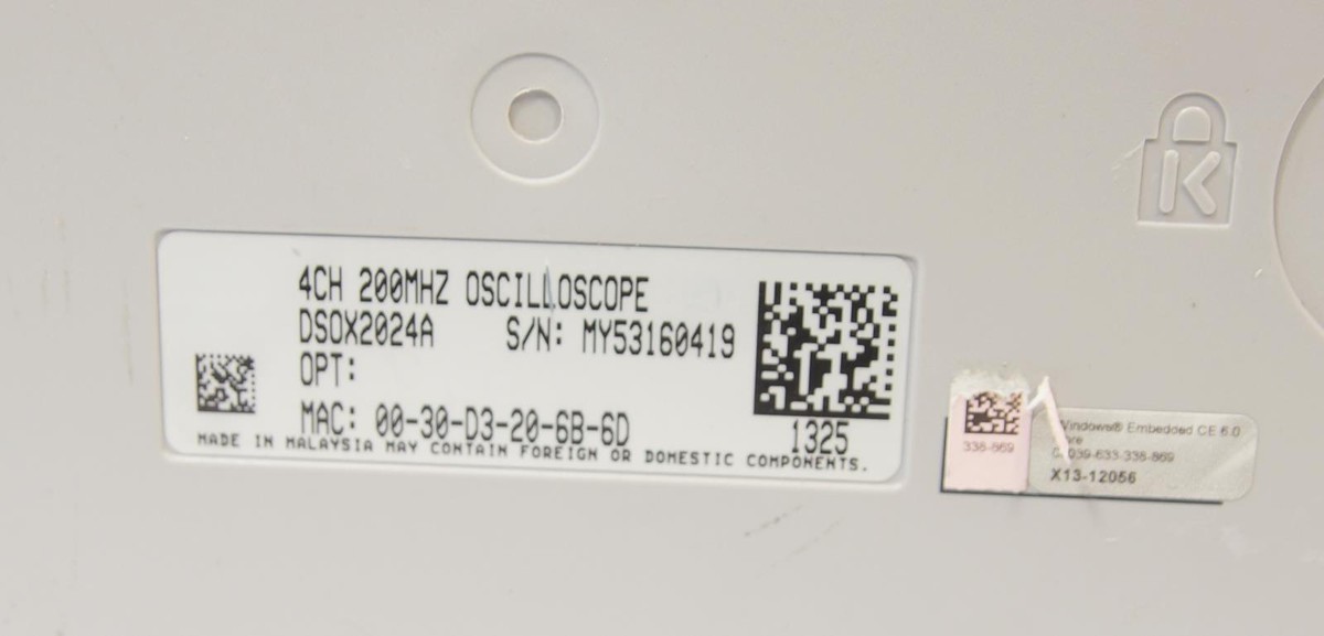 Keysight InfiniiVision DSO-X 2024A 200MHz 4Ch Digital