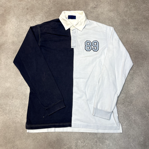 Vintage Rugby Poloshirt Herren Small USA 90s Pullover Oberteil, Grau