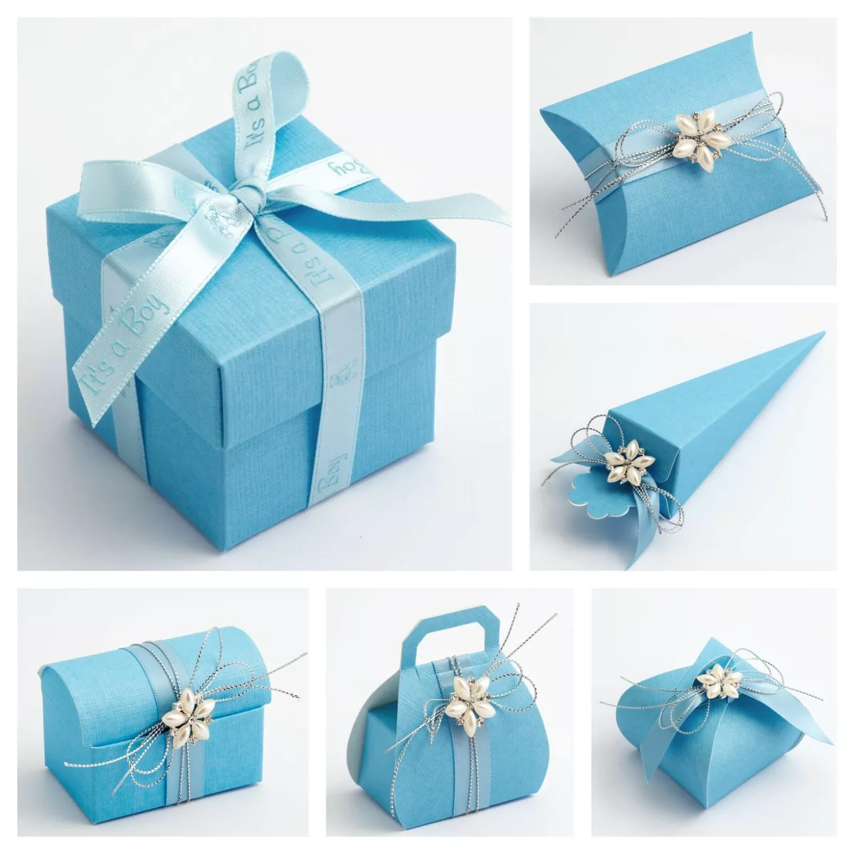 Elegant Gift Box for Bath and Body Products Blue White 