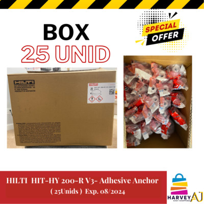 25 Unid HILTI HIT-HY 200-R V3 ADHESIVE ANCHOR 11.1 fl oz EXP. OCT 2025