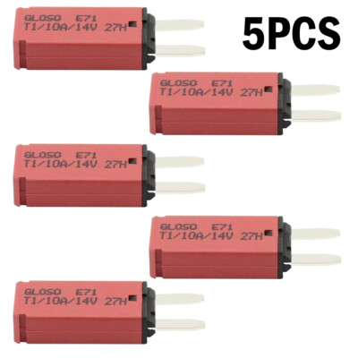 5pc 10A Mini ATM Manual  Reset Circuit Breaker Blade Fuse car boat Truck 12V-24V