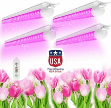 T8 2FT LED Grow Lights Full Spectrum Red 20W Linkable LED Plant Light Lamps 4PCS