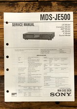 Sony MDS-JE500 MD MiniDisc Deck Service Manual Original 