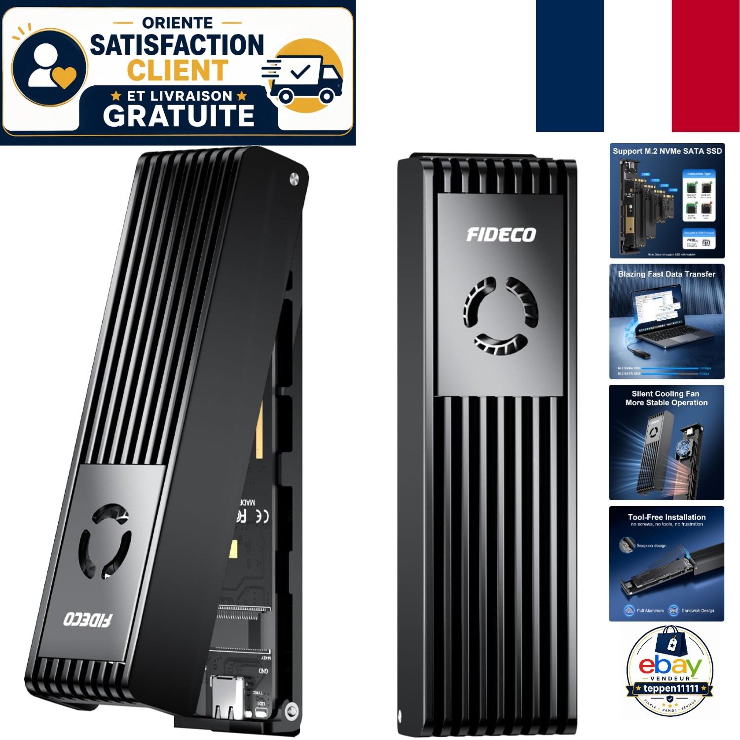 Boîtier SSD M.2 NVMe USB 3.2 en aluminium brossé d'une élégance et durabilité supérieure