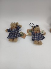  Lot Of 2 Boyds Bears Cappuccino Frenzy Girl Blue Plaid Dress 56271 Ornament