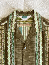 Deadstock Malihini 60s Hawaiian Aloha Tiki glazed cotton button front camp shirt