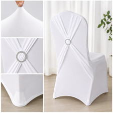 50 White Wingback Chair Covers Stretch Spandex Wedding Party Banquet Bulk Lot