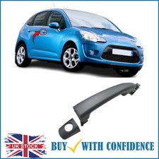 Front Door Handle Outside With Key Hole Primed Right Fits Citroen C3 2010-2016