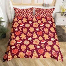 Feelyou Christmas Duvet Cover Boys Christmas Gingerbread Man Bedding Set For
