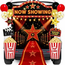 Halloween Trunk or Treat Car Decorations Kit with Red Cinema Theme Backdrop