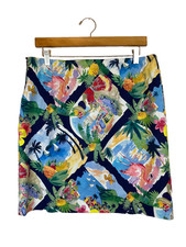 Talbots Summer Vacation Flamingo Ocean Print Pencil Skirt Women's Size 8