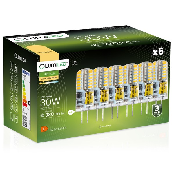 6X Led-Kapsellampe G4 4W = 30W 380Lm 3000K Warmweiß 360° 12V Lumiled-image