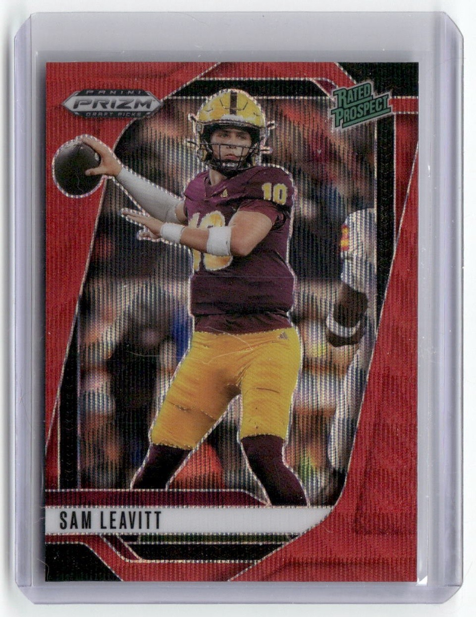 Sam Leavitt Red 2025 Panini Prizm Draft Picks Prizms Ruby Wave #6