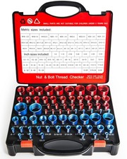 66 Piece SAE and Metric Thread Checker Kit Blue and Red Bolt Gauge Set