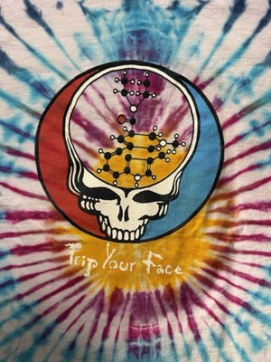 1990 s Trip Your Face Tie Dye T-shirt Grateful Dead XL Acid LSD