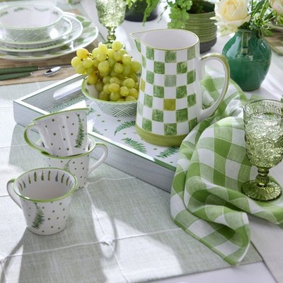 Mackenzie-Childs kitchen hand towel Plaid Green Check Holiday gift birthday mom
