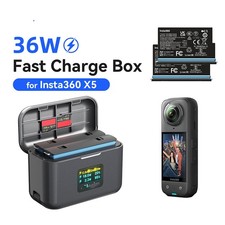 Camera Battery Dual Fast Charging Box Charger Hub with Screen for Insta360 X5