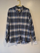 Weatherproof Vintage Shirt Mens XL Blue & White Plaid Flannel Button Down 