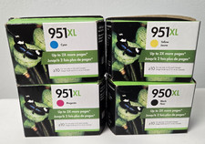Lot Of 4 HP Ink Cartridges - 950XL Black  951XL Cyan Magenta Yellow Exp 20-21