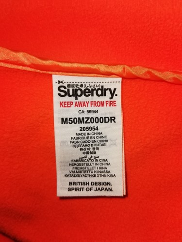Superdry Original Windtrekker Jacket Coat FleeceLined XL Dk Grey Orange Exc - Picture 7 of 7