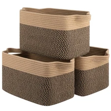 3 Packs Storage Baskets for Organizing Cotton Rope Decorative for Shelves Woven