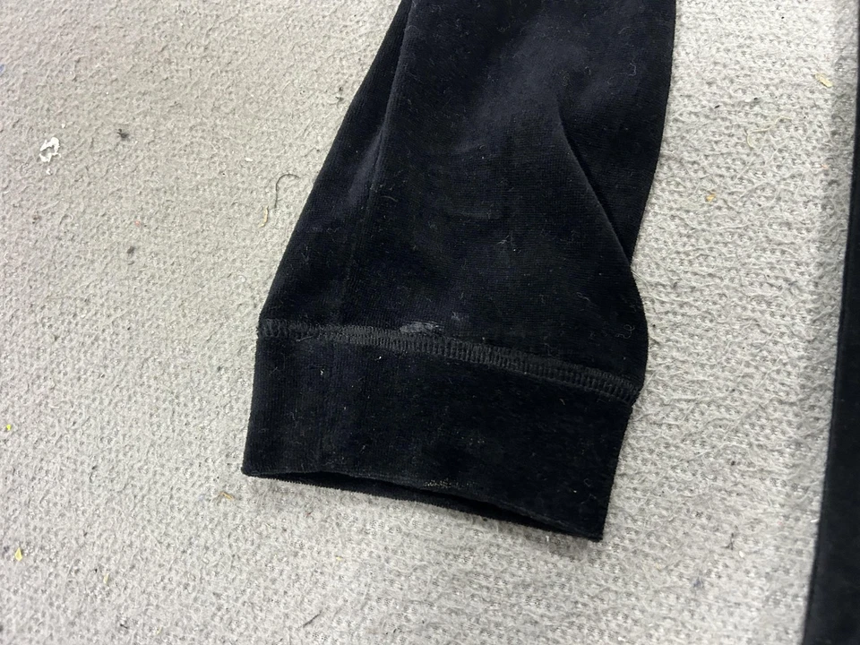 Women’s Black Velour Rhinestone Zip Hoodie Jacket Large Y2K Goth Emo Soft Grunge - Image 3 of 4