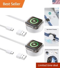 Lightweight 6FT Magnetic iWatch Charger USB C - 2-Pack for Quick Charging