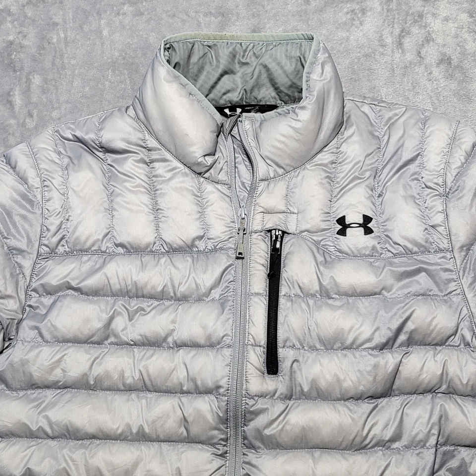 Chaqueta Under Armour Para Hombre Grande Gris ColdGear Infrarrojo Abombado Cremallera Completa Foto 2 de 4