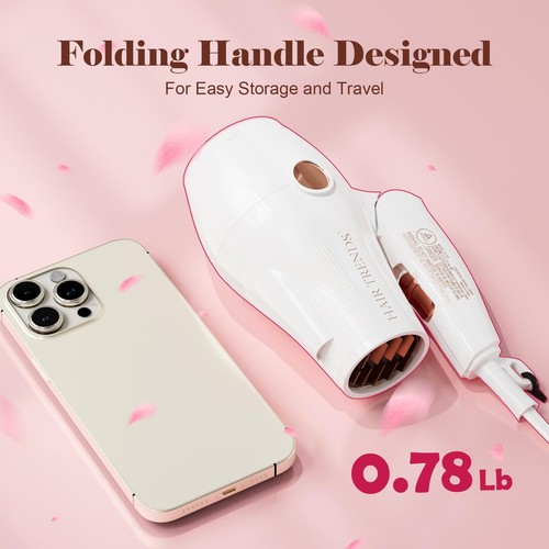 Travel Hair Dryer Mini with Diffuser&Concentrator,110~250V Dual Voltage Blow ... - Picture 2 of 7