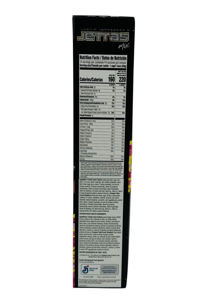 Caja de cereales mixta firmada por Justin Jefferson Jettas rara nueva vikingos Beckett certificado de autenticidad Foto 3 de 4