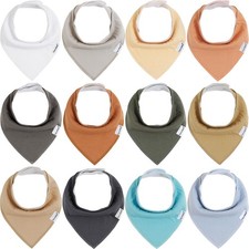 12 PCS Baby Bandana Drool Bibs Boys Girls Absorbent Triangle 100 Cotton