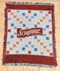 Vintage Scrabble Board Game Woven Throw Blanket Fringe Tapestry 56x46 Hasbro