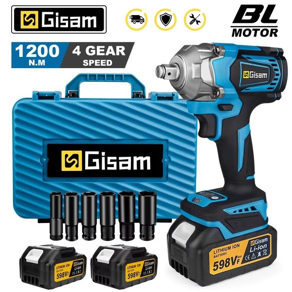 Destornillador Impacto Eléctrico Brushless 1200Nm 1/2" Inalámbrico Batería 18V