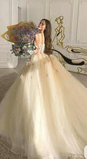 Off-Shoulder Sweetheart Ivory Tulle Ball Gown Lace Appliqu&eacute; Corset Back