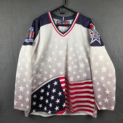 SP Sportswear USA Team God Bless America Hockey Jersey Vintage Men's Size Large