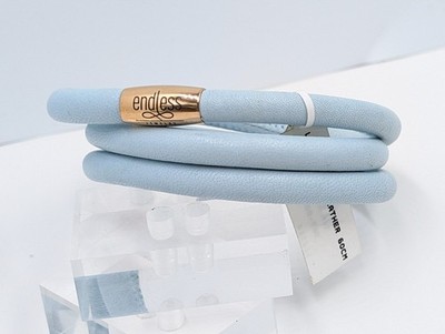Endless Leather Bracelet Triple Light Blue   U449