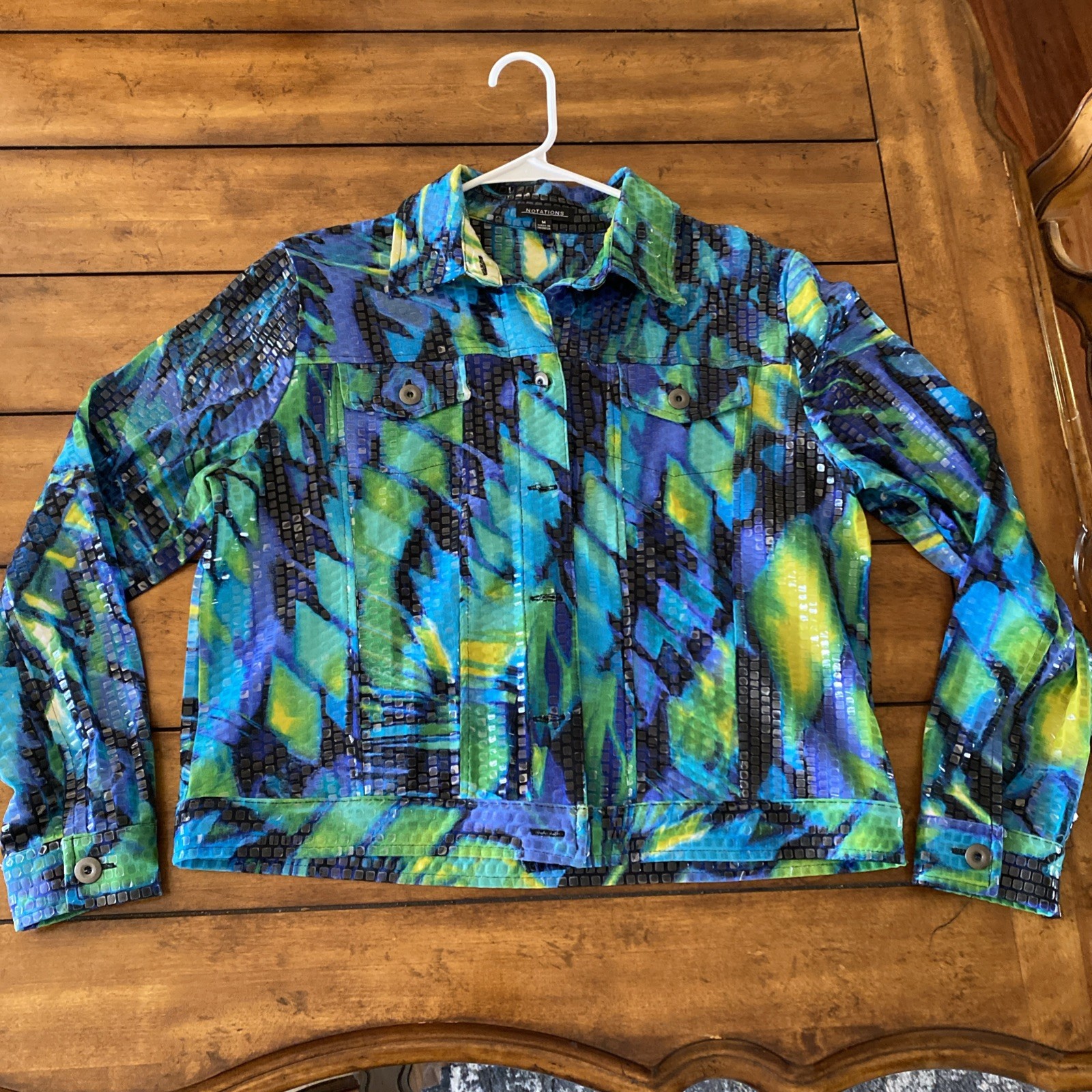 Notations, Women’s Multi Colored Sequence Button … - image 1