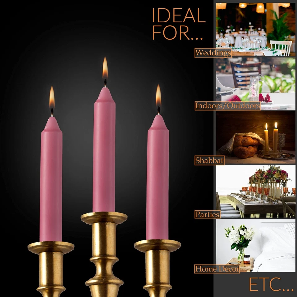 Velas Cónicas Rosa Rubor - Paquete de 8 Candelabros de 6" - Rosa 5 Horas Sin Perfume... Foto 4 de 4