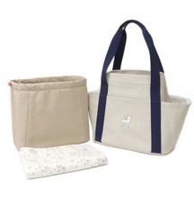 HERMES Cabriole Tote Diaper Nappy Bag, Toile H Canvas, Beige/Blue Gris Perle