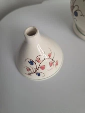 Four Piece Ceramic Oil & Vinegar Double Neck Cruet Funnel, Salad Spoon &Fork