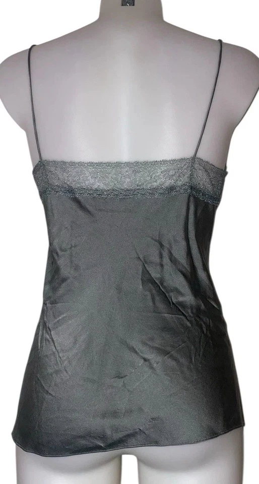 Y2k 90s Style Silver Lace Silk Fairy Boho Grunge Goth Witchy Cami Tank Top Sz L - Image 2 of 4